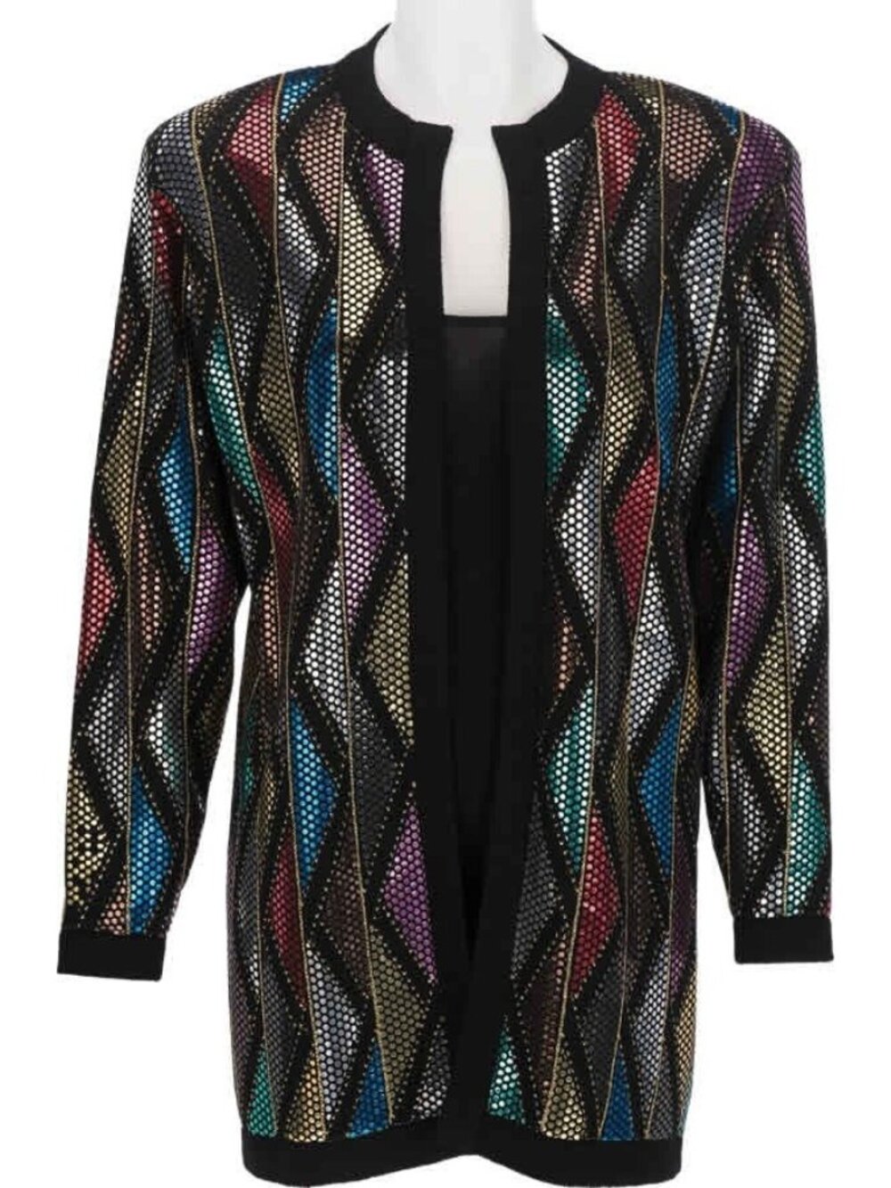 Vintage ST JOHN Black Sequins flashy elegant cocktail red carpet Jacket Sz S